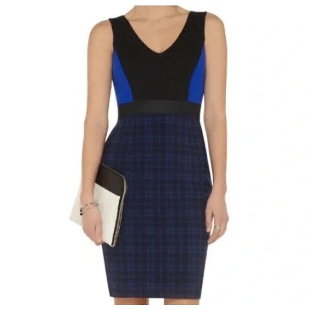 Anthropologie Bailey 44 Womens M Medium Plaid Pencil Dress Blue Black NWT $238